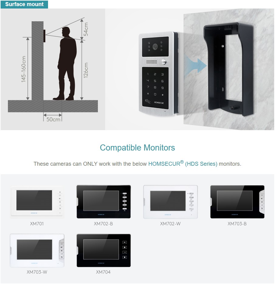 Video Doorbell - كاميرا خارجية HOMSECUR XC004-S مع لوحة