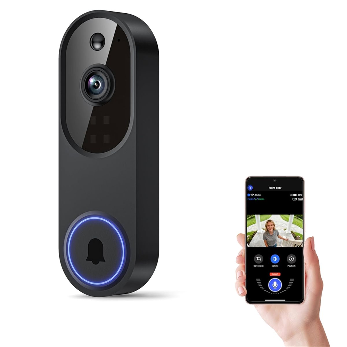 جرس باب فيديو لاسلكي DTC5 مع و - مراجعة Video Doorbell وسعره