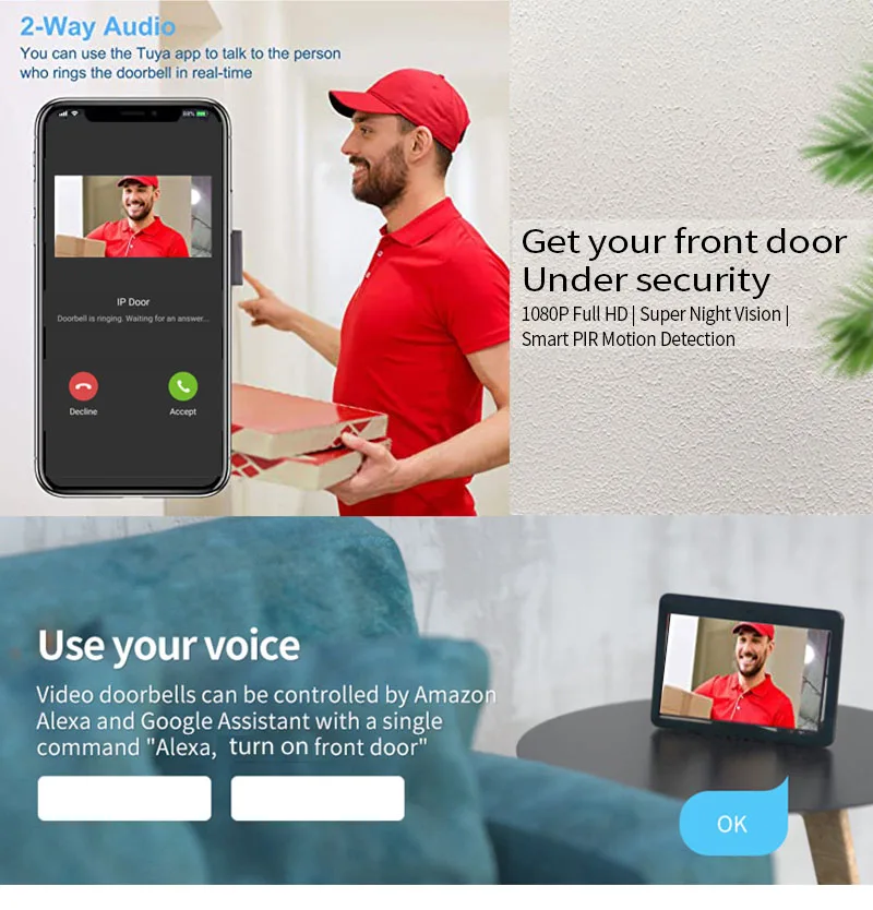 جرس باب ذكي مع شاشة 10.1 بوصة، - مراجعة Video Doorbell وسعره