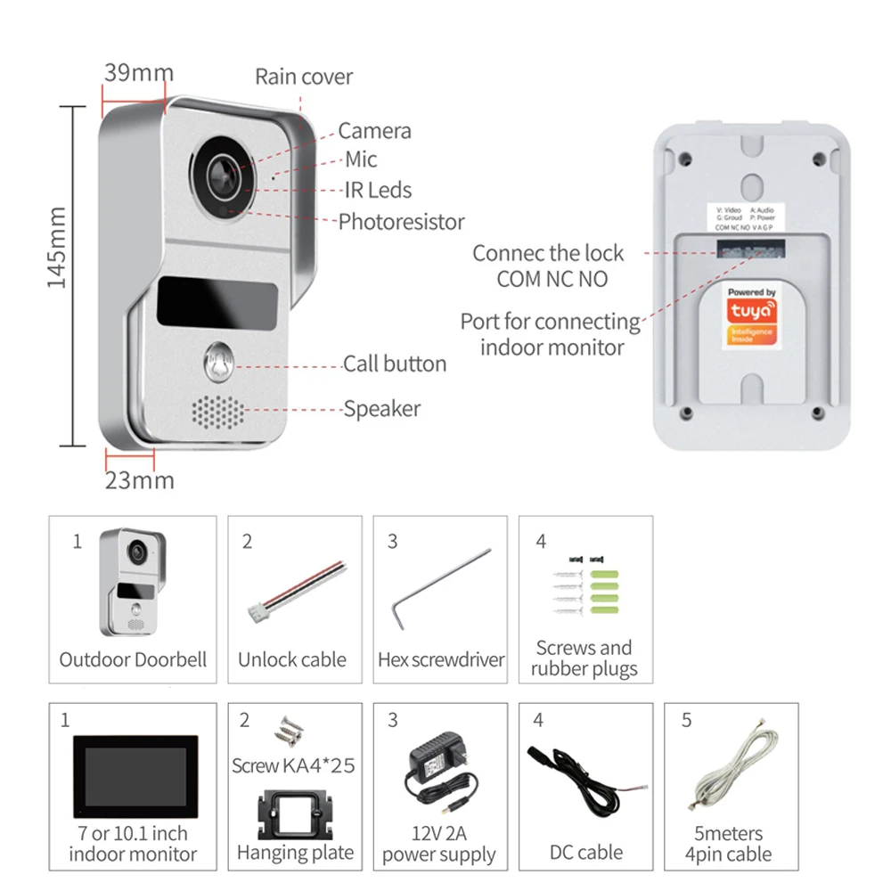 جرس باب ذكي مع شاشة 10.1 بوصة، - مراجعة Video Doorbell وسعره