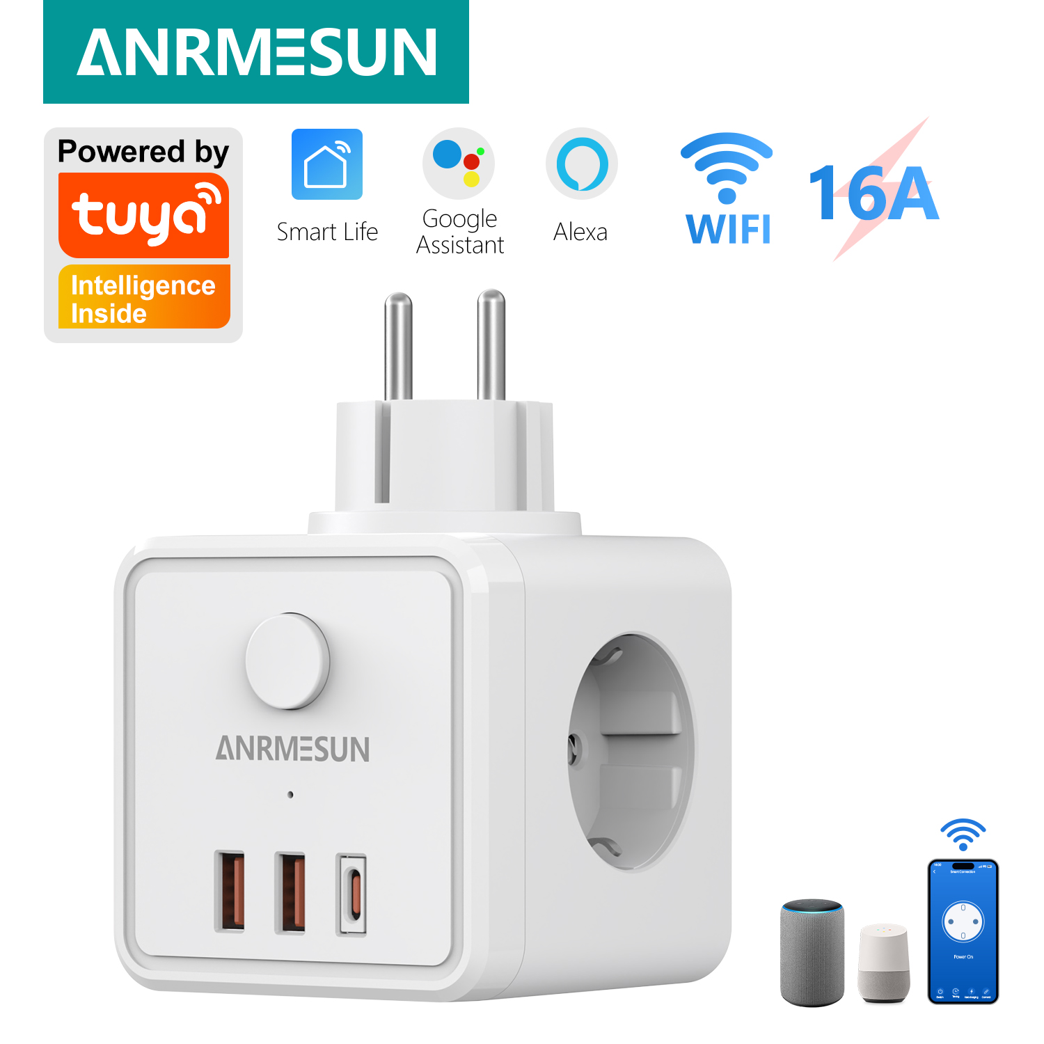 قابس كهربائي أوروبي بثلاثة مخا - مراجعة Smart Home Or Smart Home وسعره